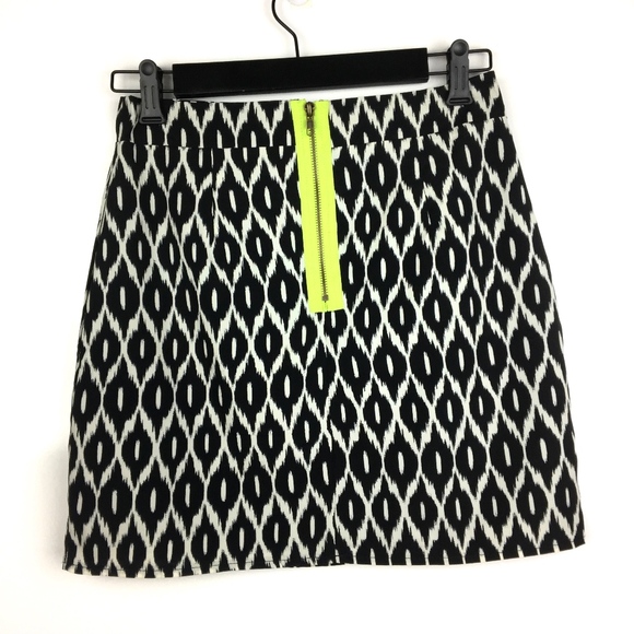 Annabella Dresses & Skirts - Annabella > Ikat Skirt with Neon Accent Zipper